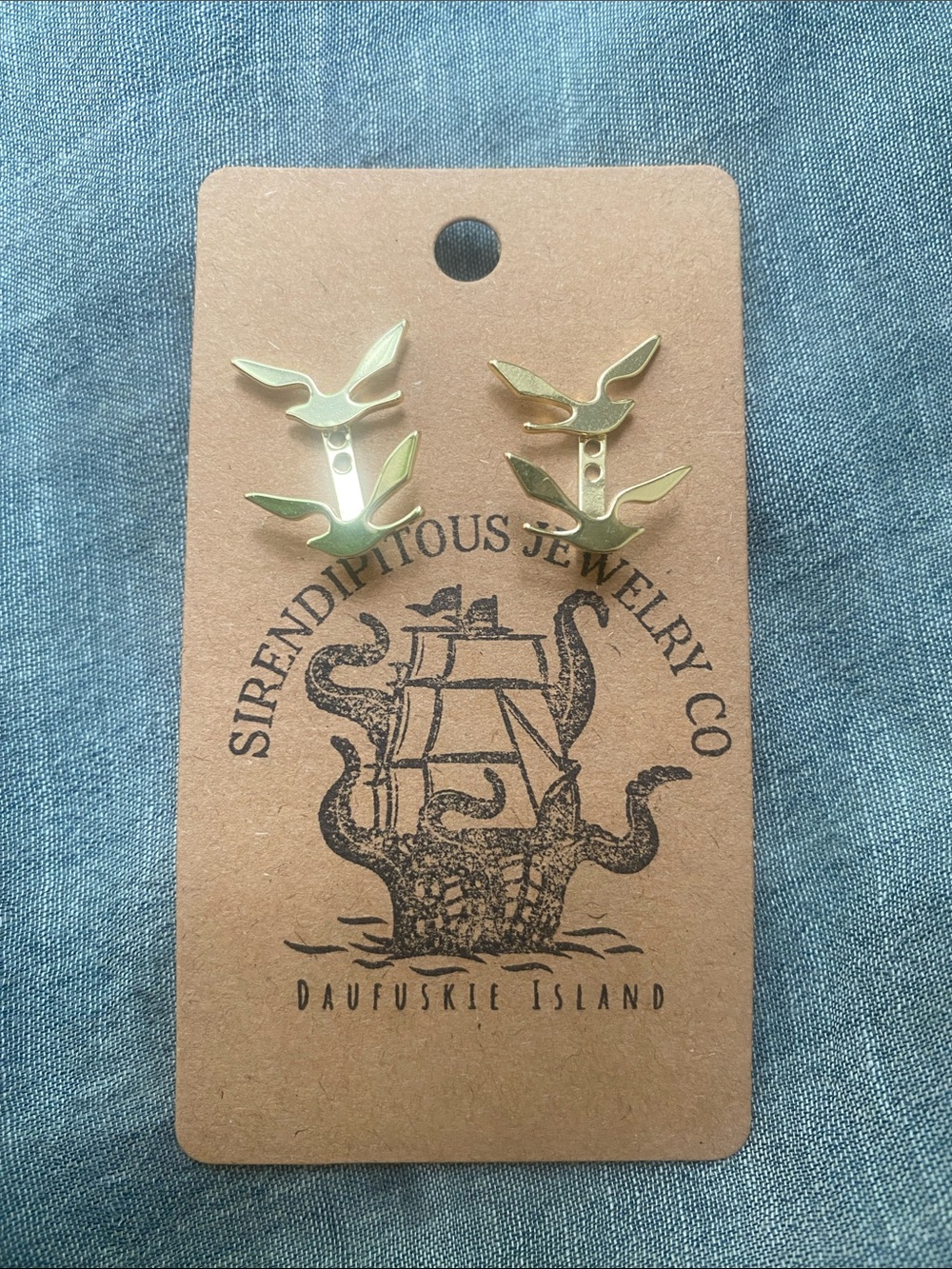 Gold Seagull Earrings